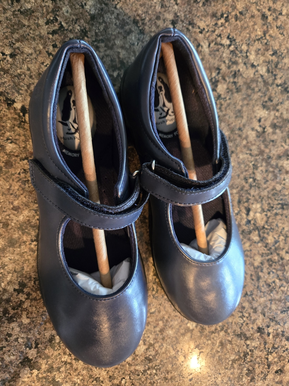 Hush Puppies Girls Navy Leather Mary Jane Shoes Size 2.5 Wide